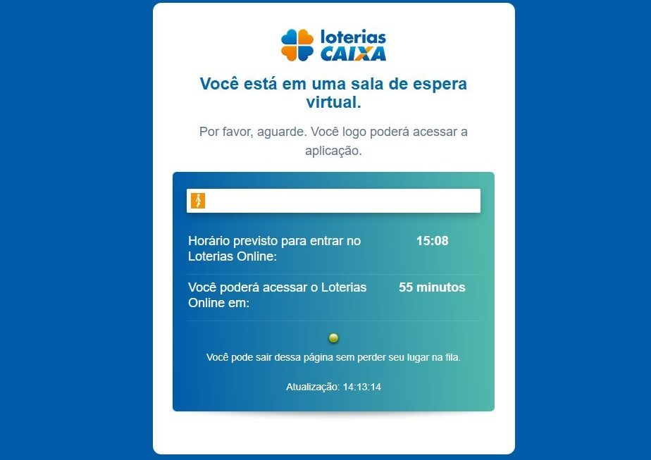 Site das Loterias Caixa tem fila de espera para apostar